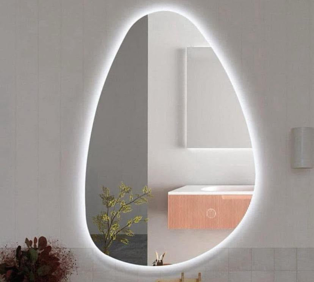 Irregular Asymmetrical Led-Lighted Bathroom Mirror