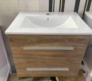 Roccas or emotion wall-hung bathroom vanity unit with a white integrated basin