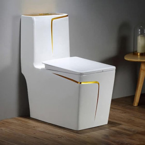 Gazi Gold and White Design Toilet