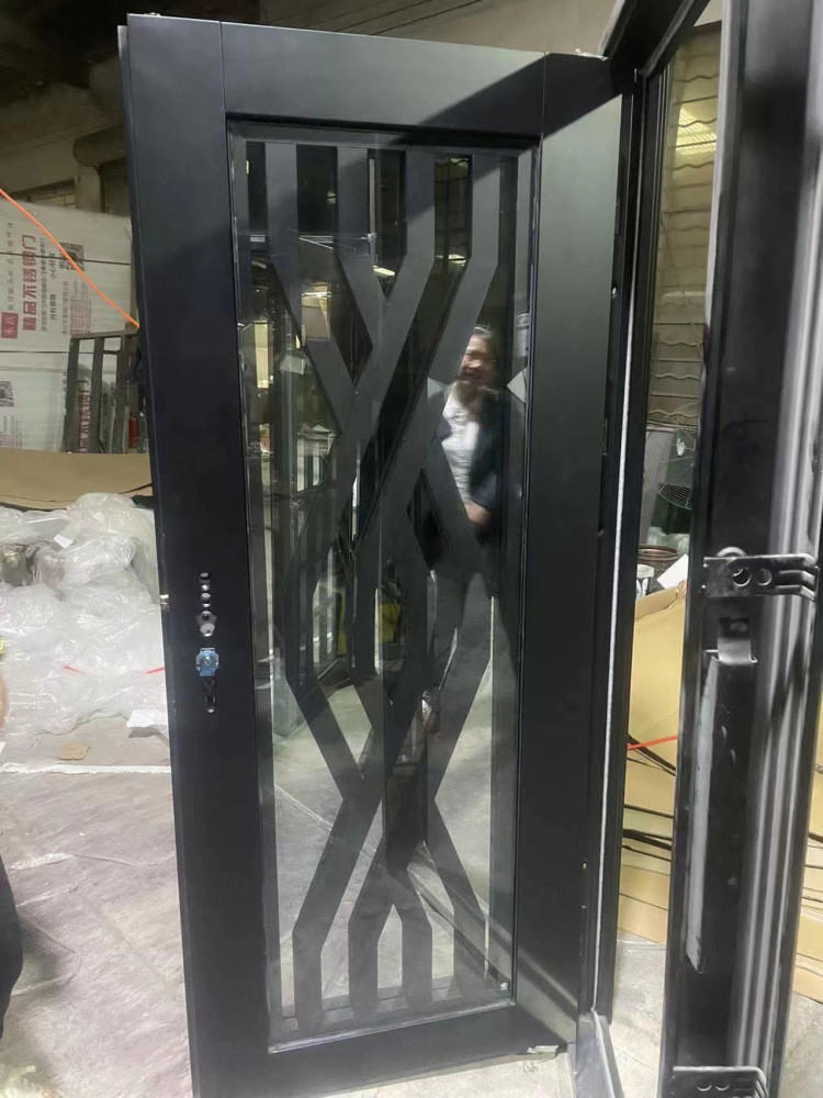Modern Black Steel and glas Security Door