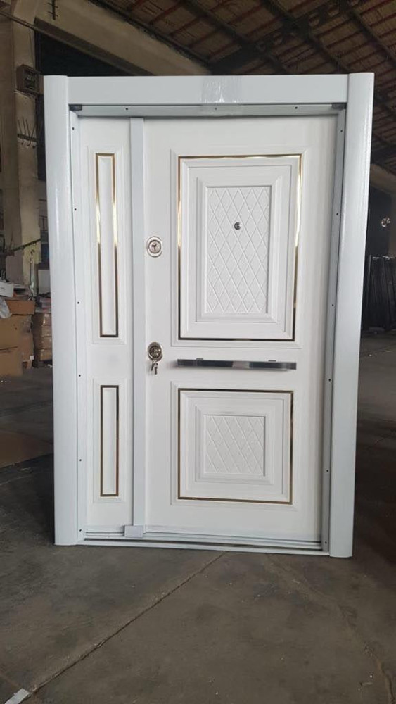 White Turkish Security Door with Gold Trim