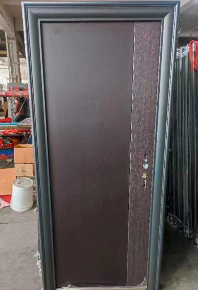 Modern Solid-core Interior Door Slab with a dark brownwood grain finish