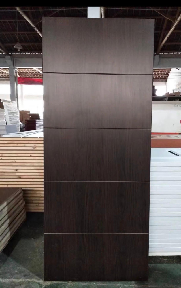 White UPVC or HDF Interior Door with a vertical groove design