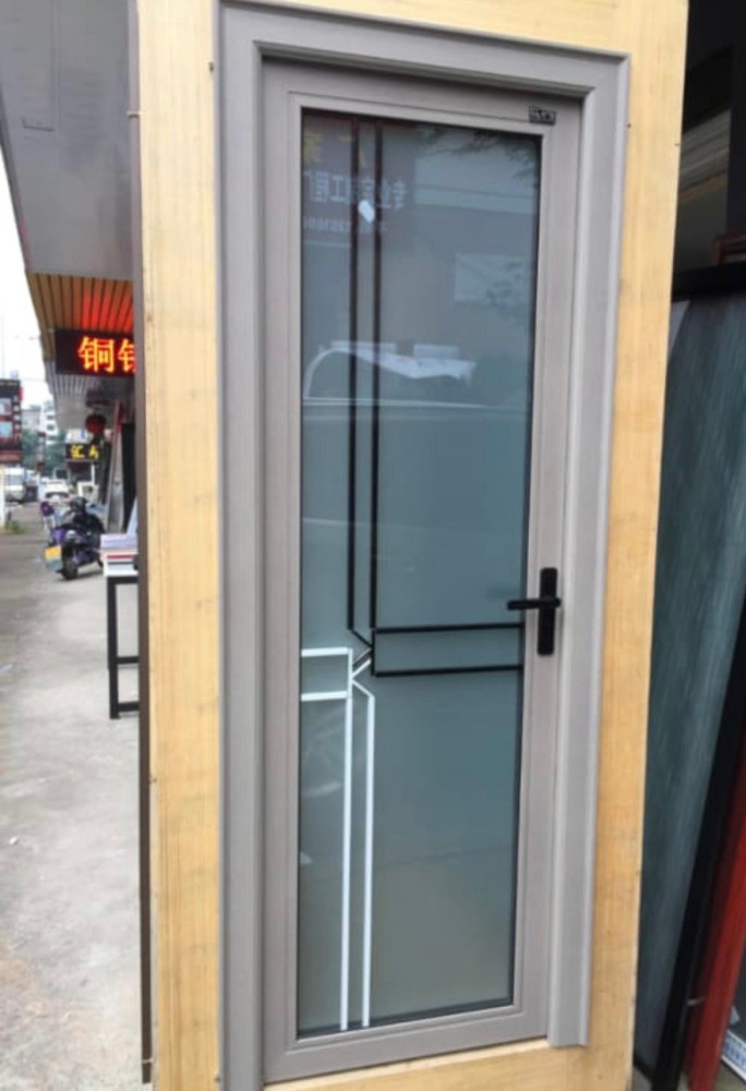 Brown Aluminum-framed glass door frosted glass panels