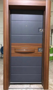 Tezdoor TEZ1459 Anthracite wood Patterned Steel Door
