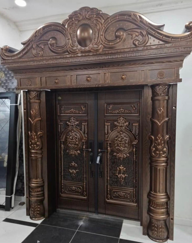 Luxury Copper Double Door with Maximum Pillars and arch