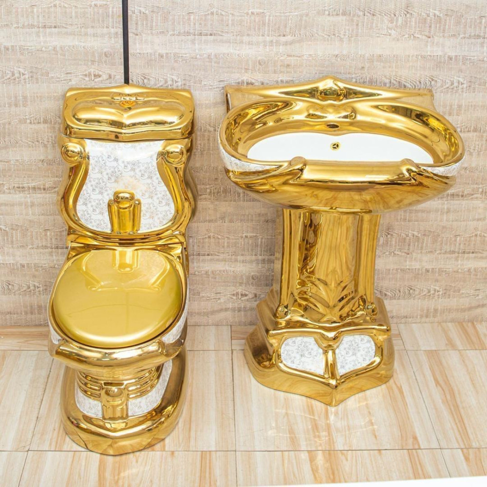 UNIQUE LUXURY EXECUTIVE WC-Modern Ceramic Toilet & Wall-Mounted Wash Basin Set – Marble Finish