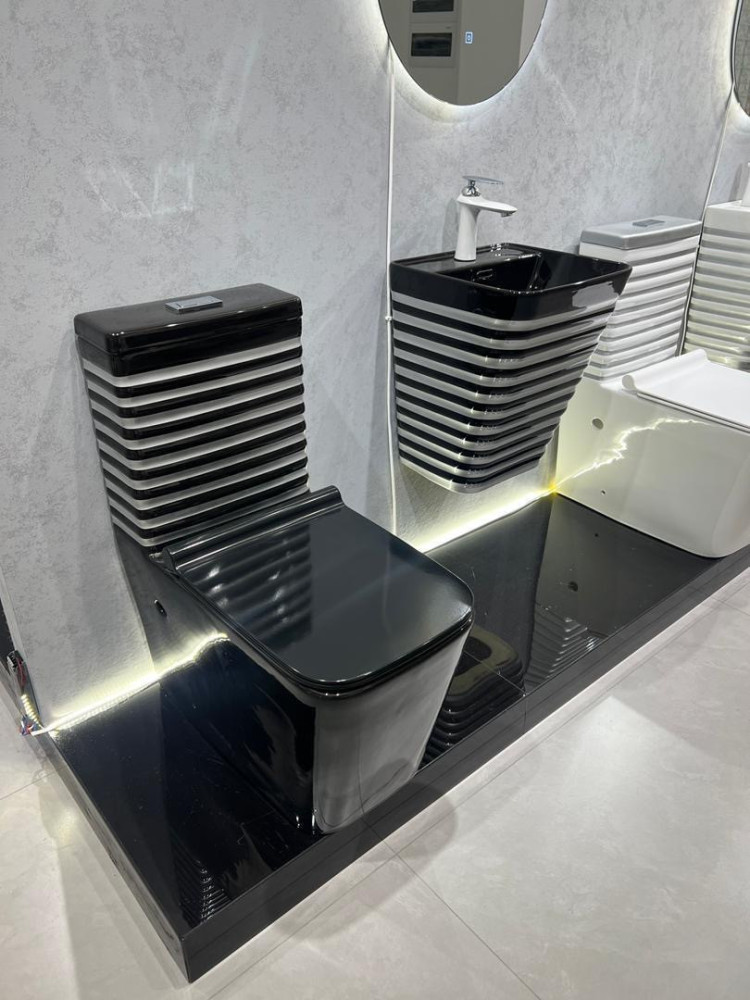 UNIQUE LUXURY EXECUTIVE WC-Modern Ceramic Toilet & Wall-Mounted Wash Basin Set – Marble Finish