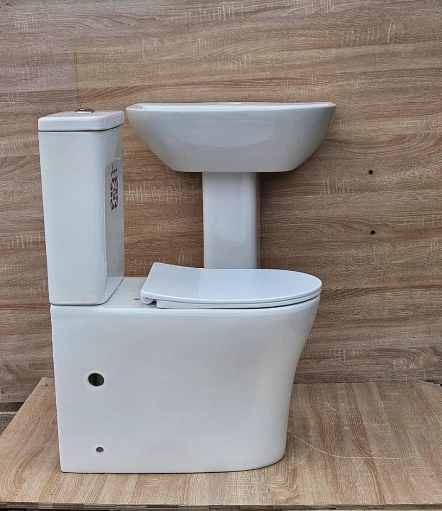 UNIQUE LUXURY EXECUTIVE WC-Modern Ceramic Toilet & Wall-Mounted Wash Basin Set – Marble Finish