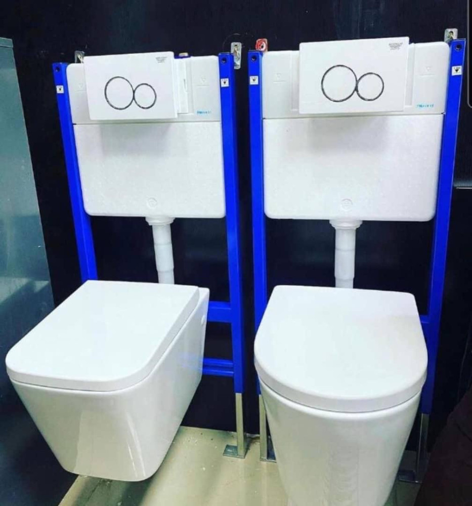 UNIQUE LUXURY EXECUTIVE WC-Modern Ceramic Toilet & Wall-Mounted Wash Basin Set – Marble Finish