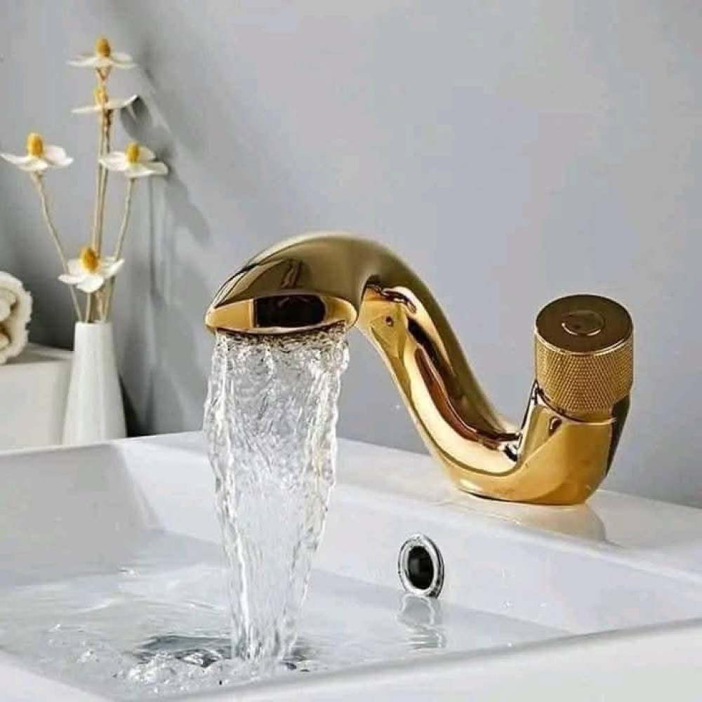 UNIQUE QUALITY KITCHEN TAPS-Luxury Gold Pull-Down Kitchen Faucet – 360° Swivel with Dual Spray Modes