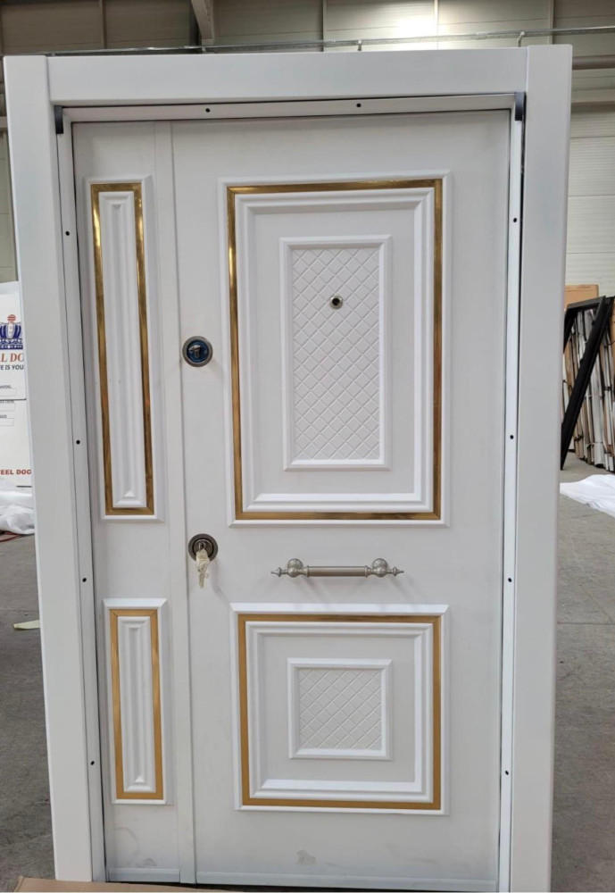 White and Gold Mim Steel Security Door