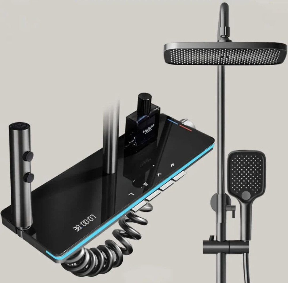 Wall-mounted matte black toilet paper holder with a cover