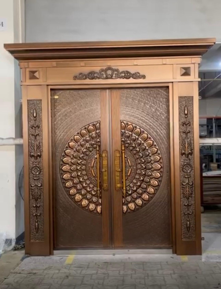 Double-panel Security Door with a Decorative door with a decorative design and multi-point locking system