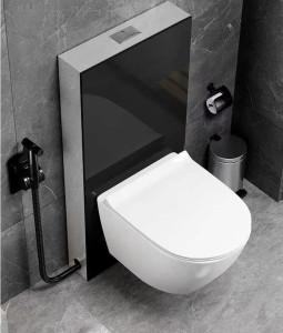 Modern black and gold waterfall basin mixer top in unique design