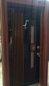 White and gold ceramic one-piece toilet bowl