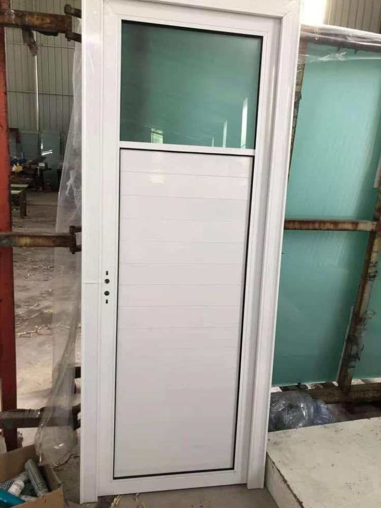 White Aluminum Door with a hinged door