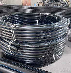 High Density Polyethylene(HDPE) pipe with a blue stripe