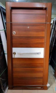 Modern Turkish Security Door with a wood finish