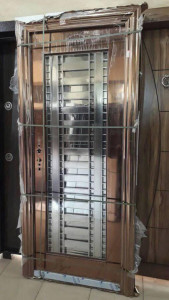 Security Stainless Steel Door with a grill design