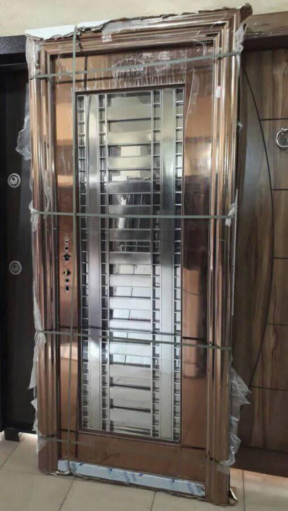 Security Stainless Steel Door with a grill design
