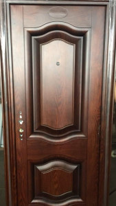70mm Steel Security Door featuring a wood-grain embossed design
