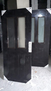 Black Panel Door with Vertical frosted glass inserts
