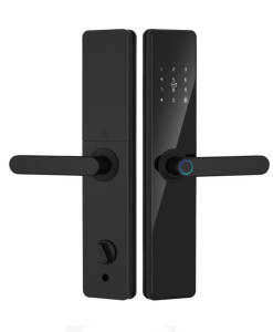 Black Smart Door lock with a handle