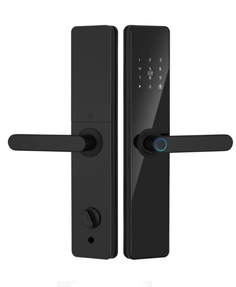 Black Smart Door lock with a handle
