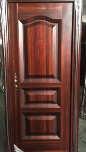 German-style Steel Security Door with a woodgrain finish