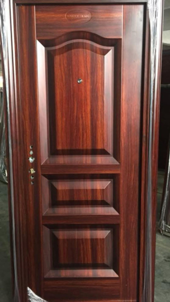 German-style Steel Security Door with a woodgrain finish