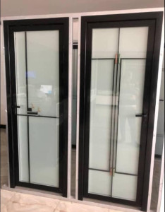 Frosted Glass Doors with blacl aluminum frames