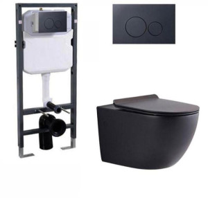 Black wall-hung toilet
