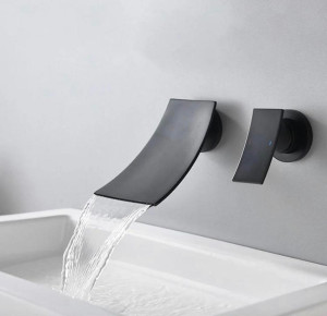 Waterfall spout bathroom faucet