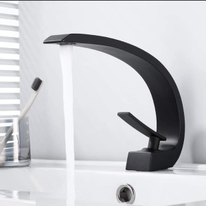 Modern single-handle bathroom sink faucet