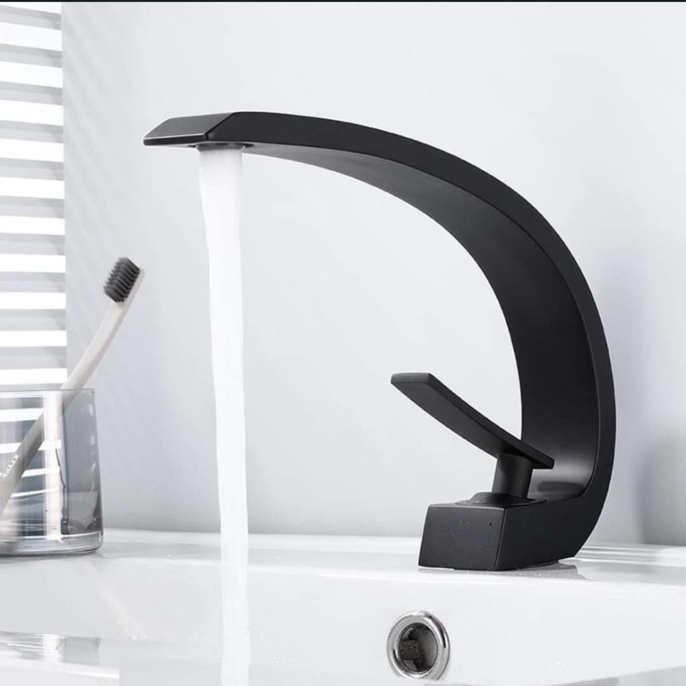 Modern single-handle bathroom sink faucet