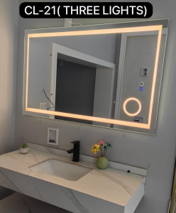 Frameless LED Lighted bathroom vanity mirror