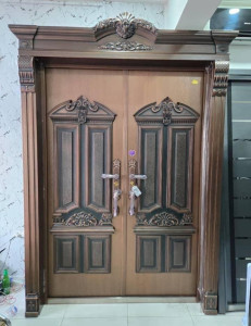 Double-leaf cast copper security Door
