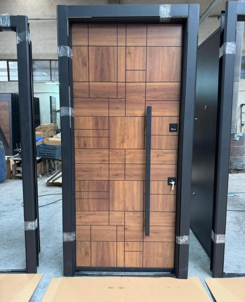 Modern Classic Turkish Security Door with a walnut finish