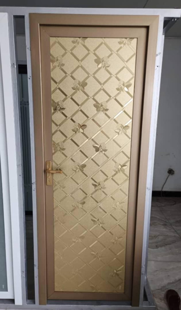 Aluminum Alloy Swing Door with a decorative glass panel