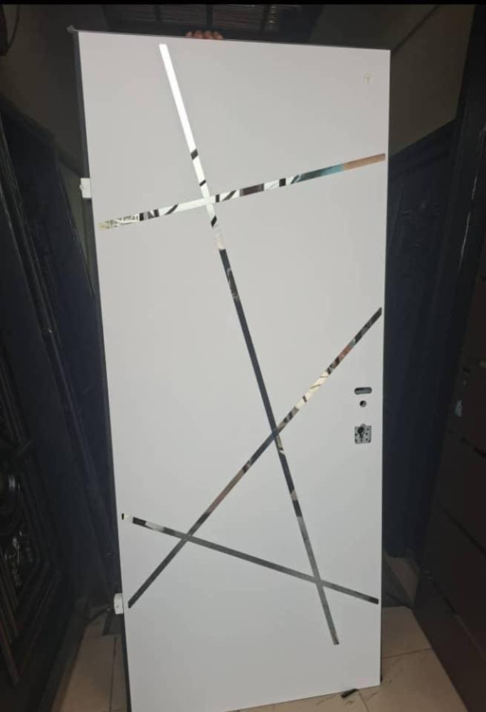 Modern White Turkish Security Door with a multipoint locking system and steel core