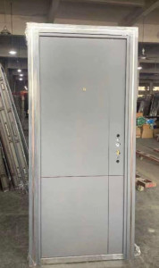 Grey Steel Security Door potentially a bulletproof model