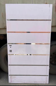 White Israeli Security Door horizontal metal accents
