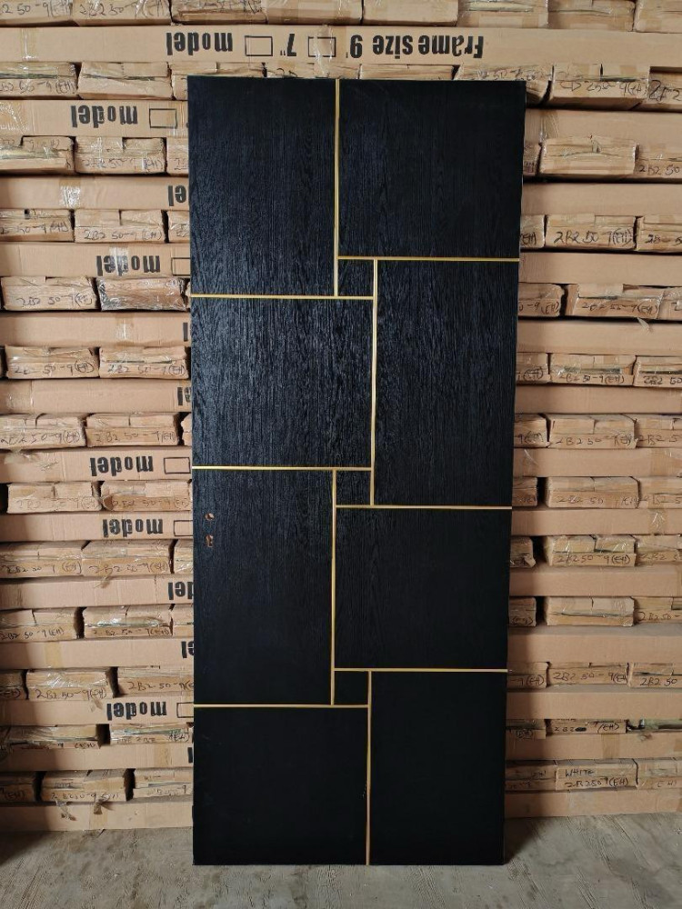 Wooden Door with Geometric Design