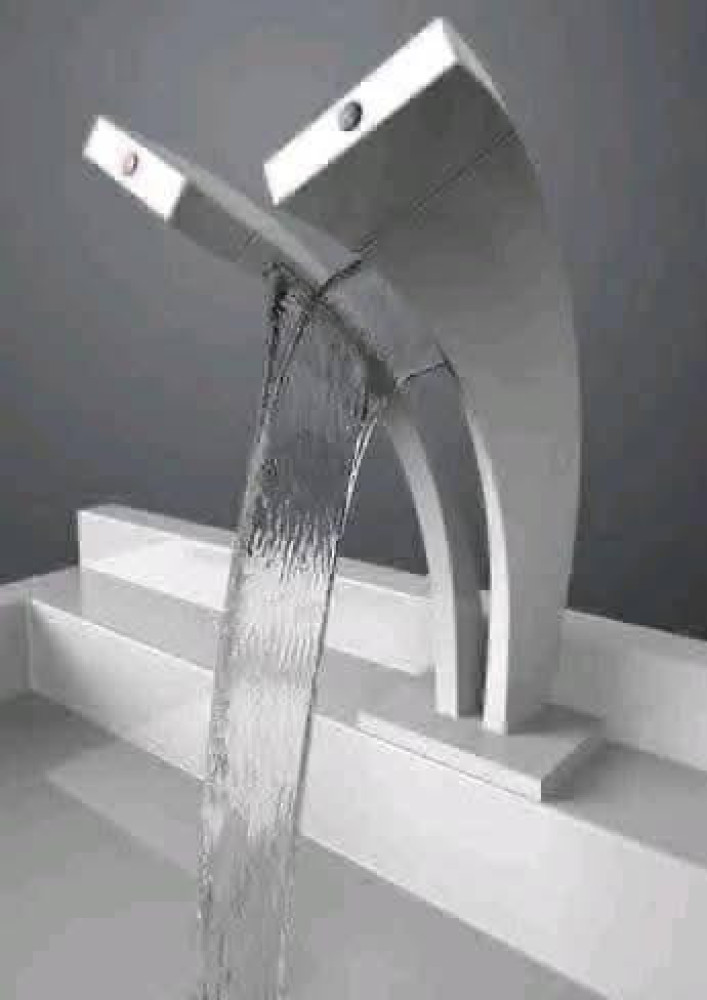 Modern, minimalist waterfall faucet