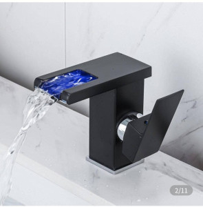 Led waterfall bathroom faucet