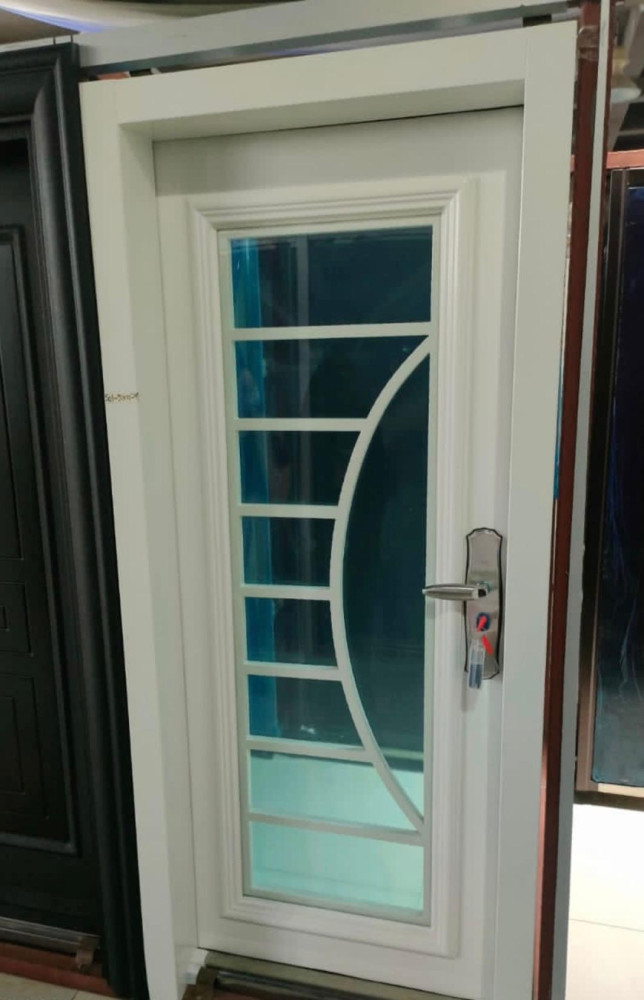 Steel Security Door with a glass panel insert