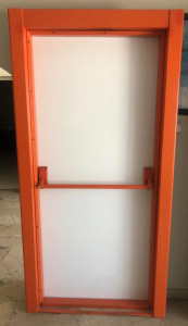 Luxury double wrought-iron door with a dark wood-finish