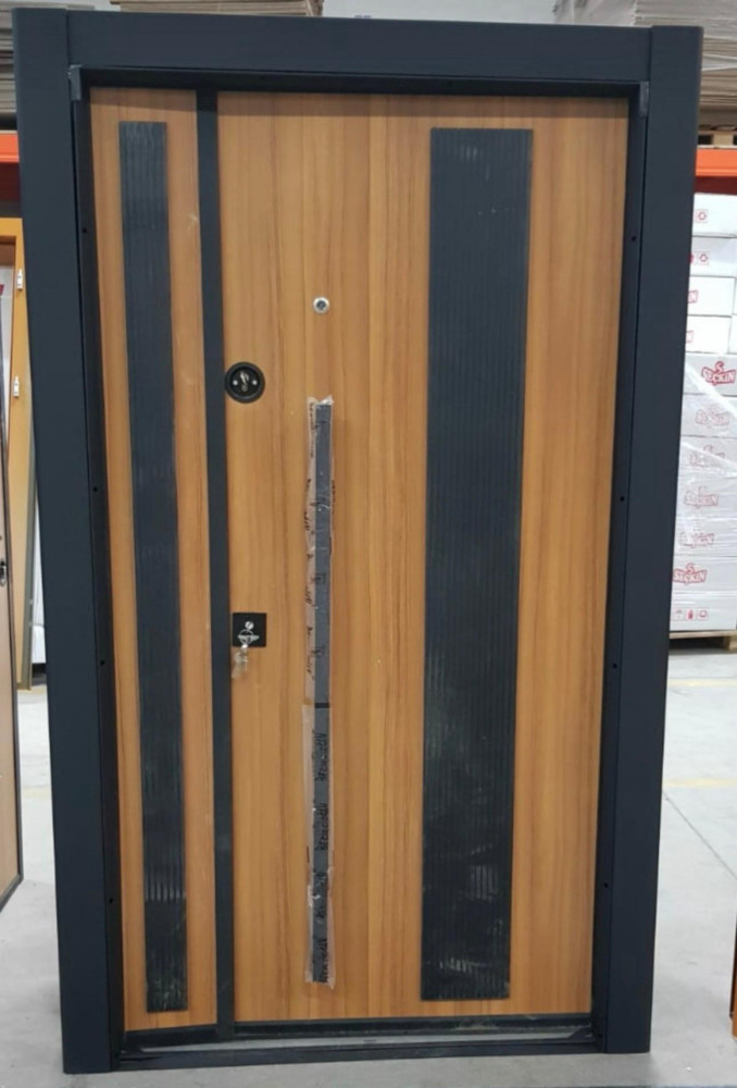 Black with Brown-finish Turkish Steel Security Door