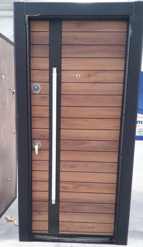 Brown and Black-finish Modern Steel Security Door